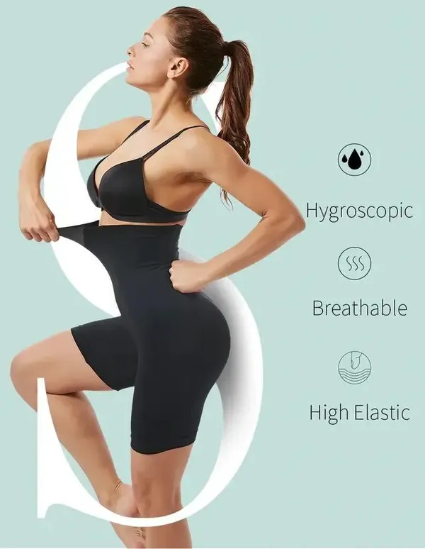 Black_Polyester_High-Waist_Seamless_Shapewear_For_Women