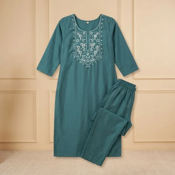 Green_Silk_Embroidered_Kurta_Pant_Set_For_Women