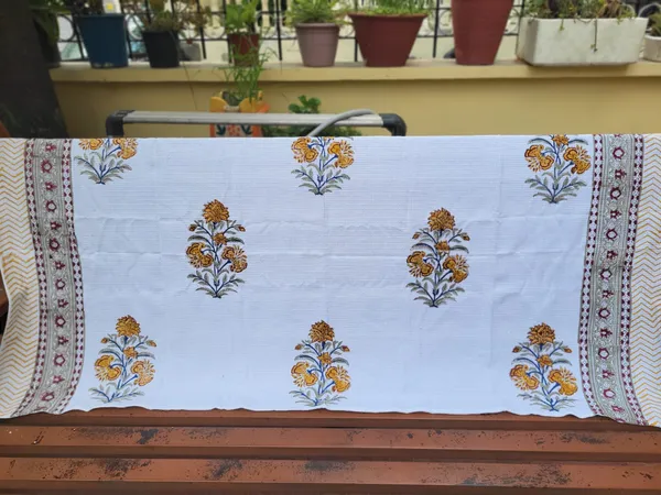 White_Cotton_Hand_Block_Print_Floral_pirnt_3_piece_set_towel_set