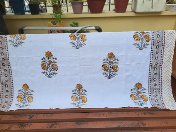 White_Cotton_Hand_Block_Print_Floral_pirnt_3_piece_set_towel_set