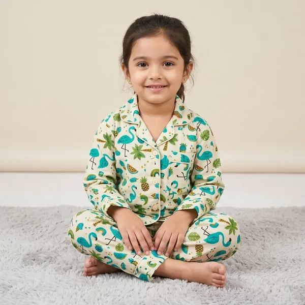 Cream_Dinosaur_Print_Cotton_Night_suit_set_for_kids