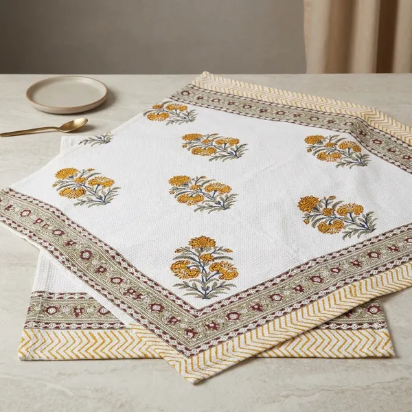 White_Cotton_Hand_Block_Print_Floral_pirnt_3_piece_set_towel_set