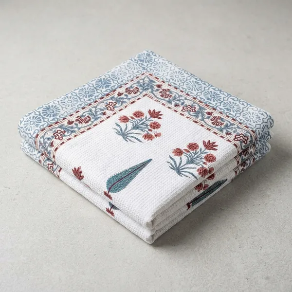 Cotton_Hand_Block_Print_Floral_Pattern_pirnt_3_piece_set_towel_set