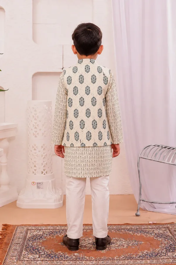 Ivory_Hand_Block_Print_Pure_Cotton_Kurta_Set_with_Nehru_Jacket_for_Boys