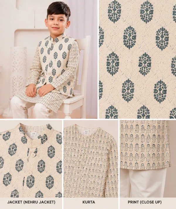 Ivory_Hand_Block_Print_Pure_Cotton_Kurta_Set_with_Nehru_Jacket_for_Boys