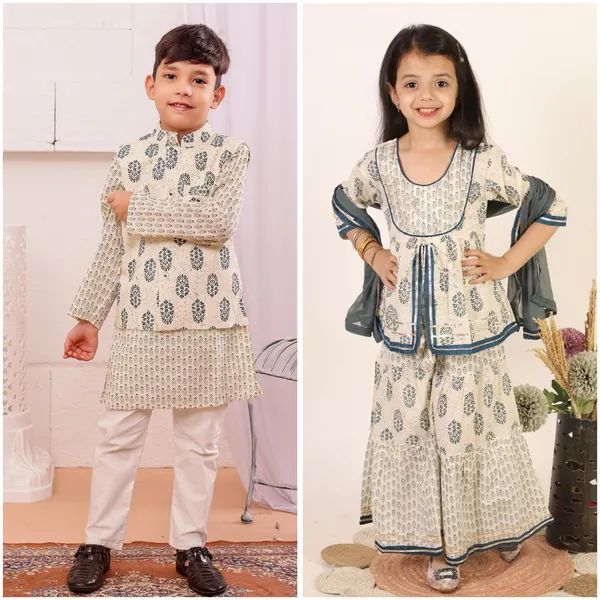 Ivory_Hand_Block_Print_Pure_Cotton_Kurta_Set_with_Nehru_Jacket_for_Boys