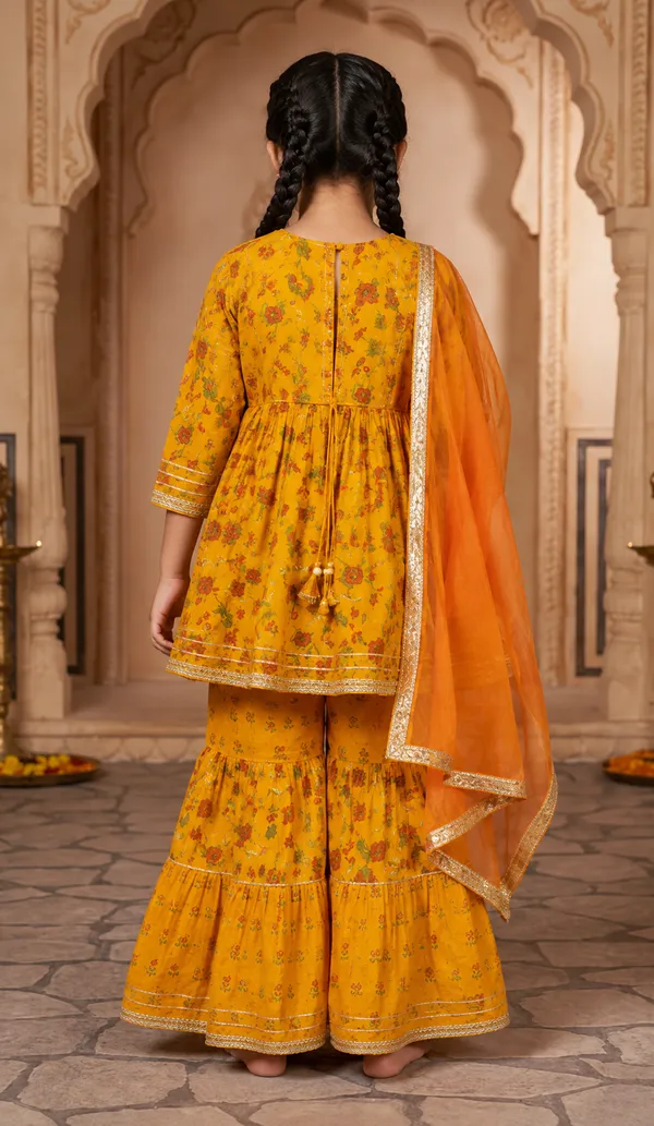 Mustard_Floral_Print_Pure_Cotton_Kurta_Palazzo_Set_with_Dupatta_for_Girls