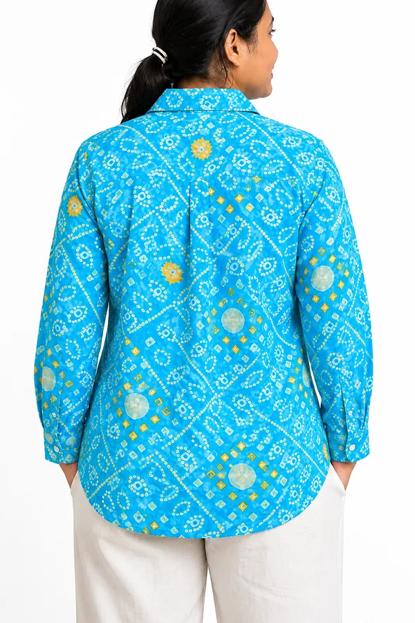 Sky_Blue_Bandhani_Print_Cotton_Shirt_for_Women