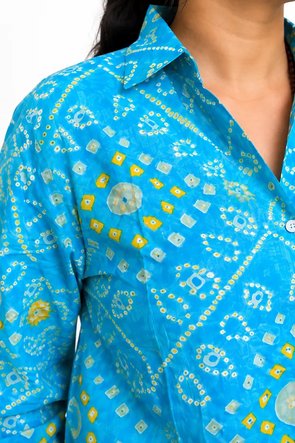Sky_Blue_Bandhani_Print_Cotton_Shirt_for_Women