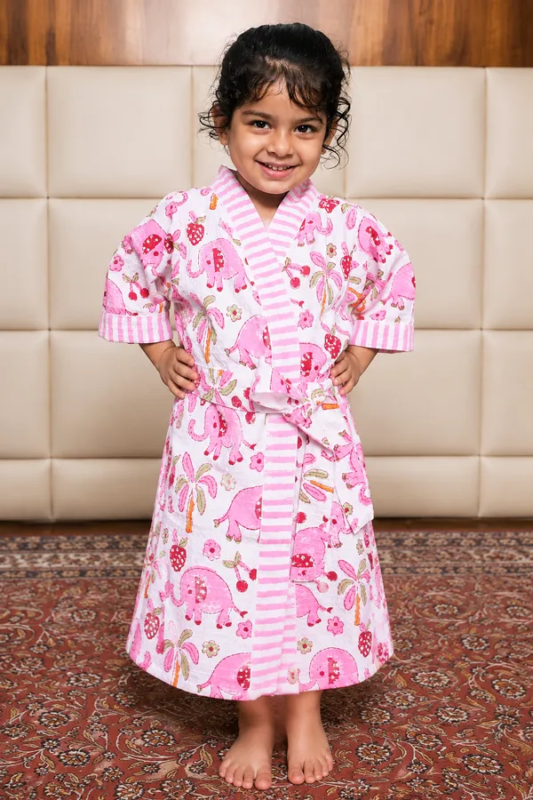 White_Cotton_Elephant_Print_Bathrobe_for_Kids