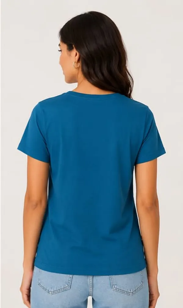 Blue_Cotton_Crew_Neck_Graphic_Print_T-Shirt_For_Women