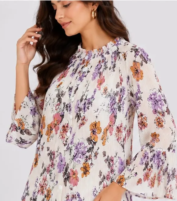 Peach_Crepe_Floral_Print_Bell_Sleeve_Top_For_Women