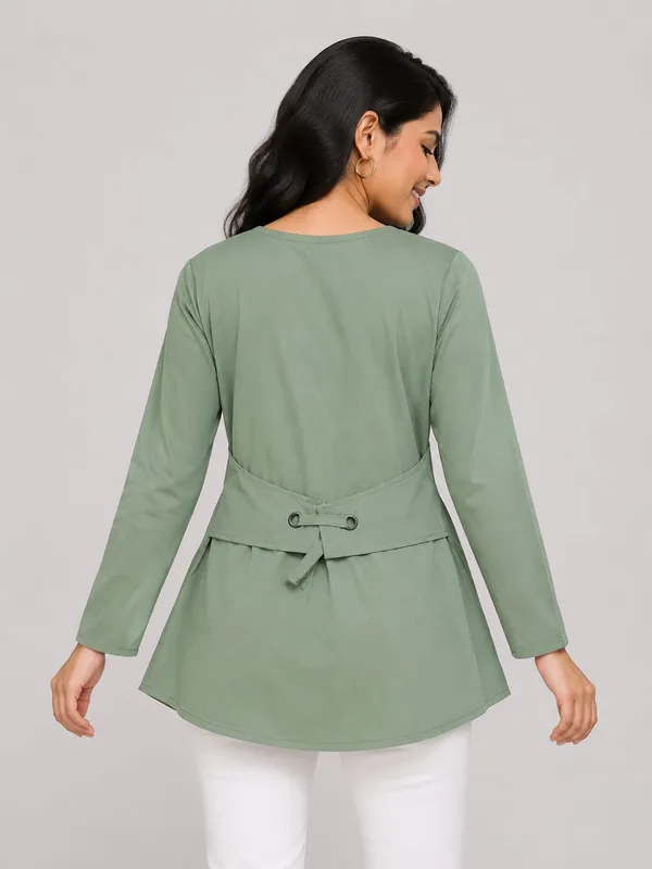 Sage_Green_Rayon_Fit_&_Flare_Ruffled_Neck_Tunic_For_Women