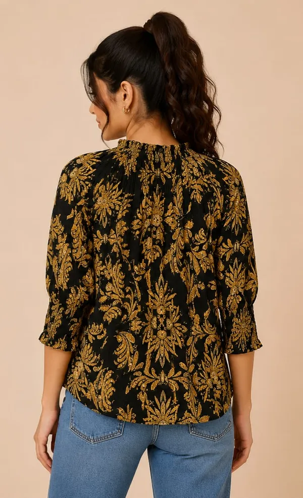 Black_Rayon_Relaxed_Fit_Floral_Print_Button_Down_Shirt_For_Women