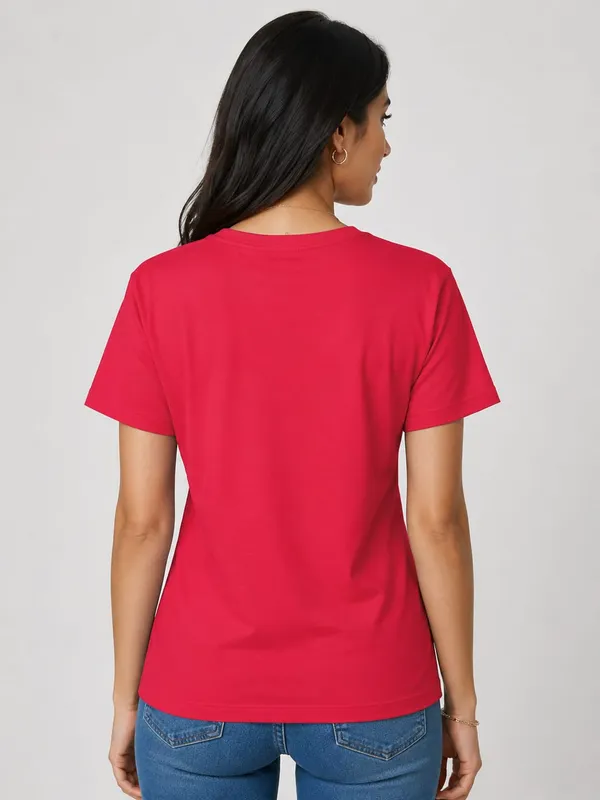 Red_Cotton_Crew_Neck_Graphic_Print_T-Shirt_For_Women