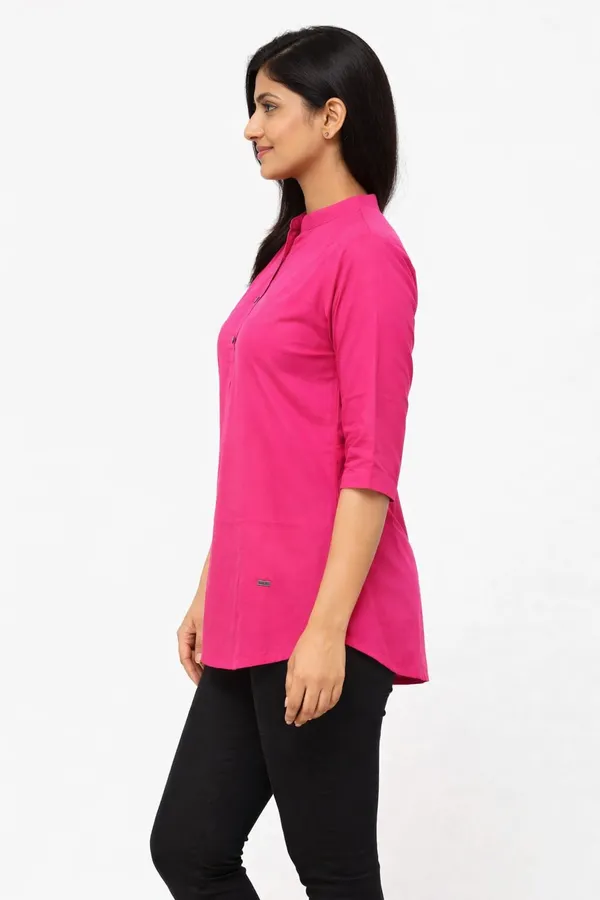 Rani_Pink_Cotton_Solid_Mandarin_Collar_Tunic_Top_For_Women