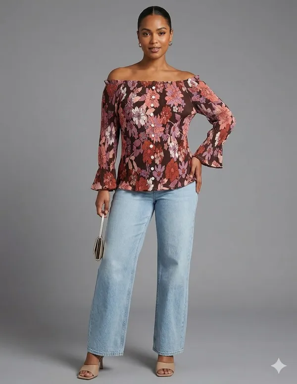 Wine_Crepe_Floral_Print_Off-Shoulder_Smocked_Top_For_Women