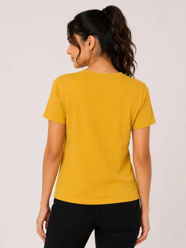 Yellow_Cotton_Graphic_Print_Round_Neck_T-Shirt_For_Women