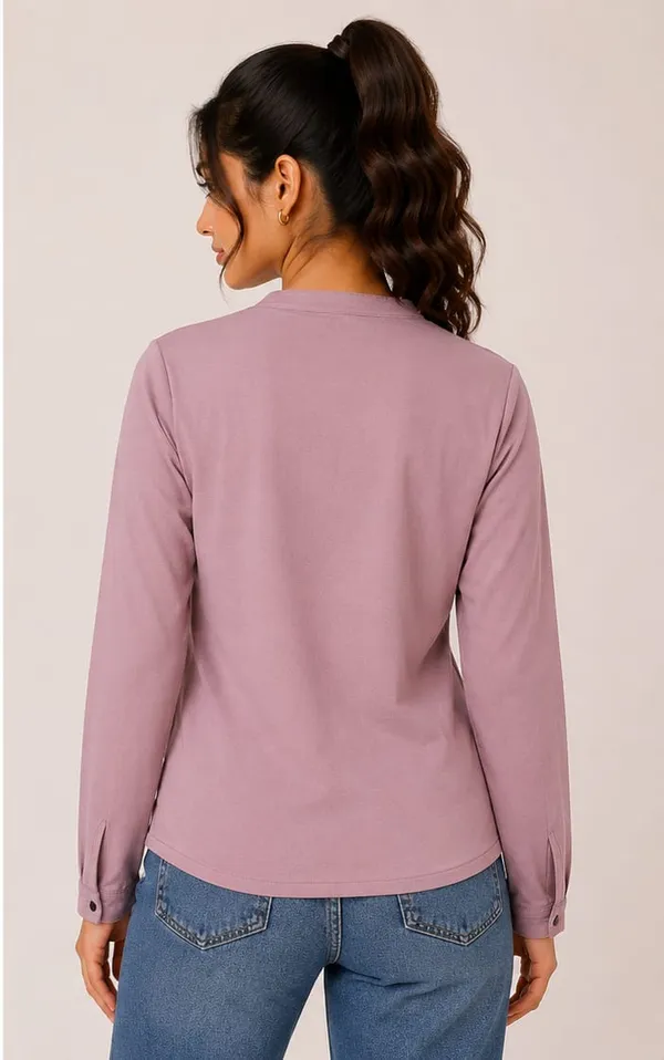 Pink_Polyester_Relaxed_Button_Detail_Long_Sleeve_Top_For_Women