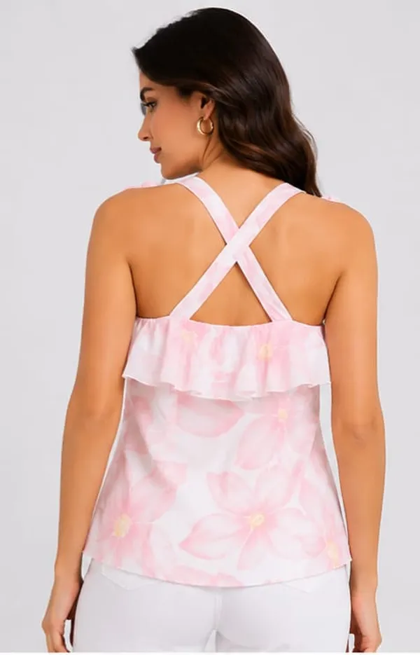 Pink_Chiffon_Tie_Dye_Ruffle_Strap_Top_For_Women