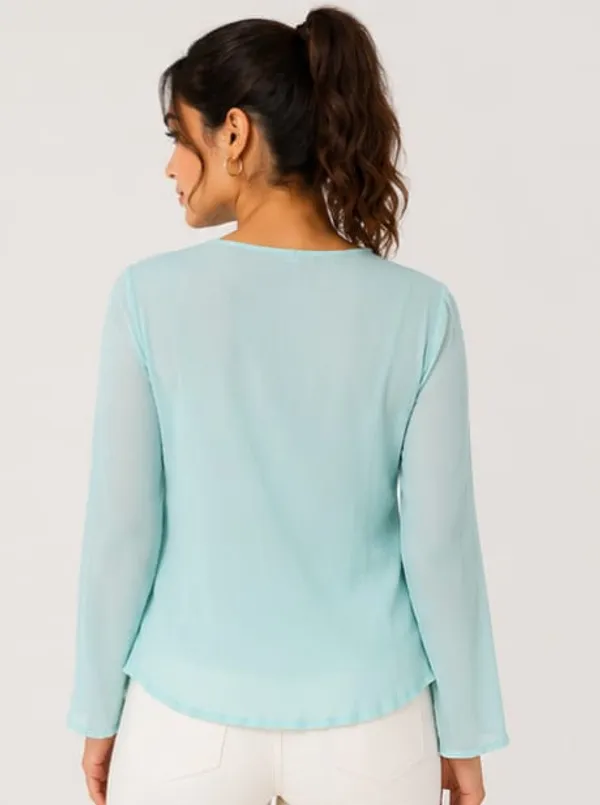 Blue_Crepe_Relaxed_Bell_Sleeve_Top_For_Women