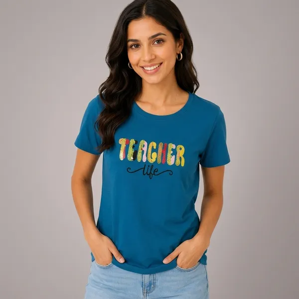 Blue_Cotton_Crew_Neck_Graphic_Print_T-Shirt_For_Women