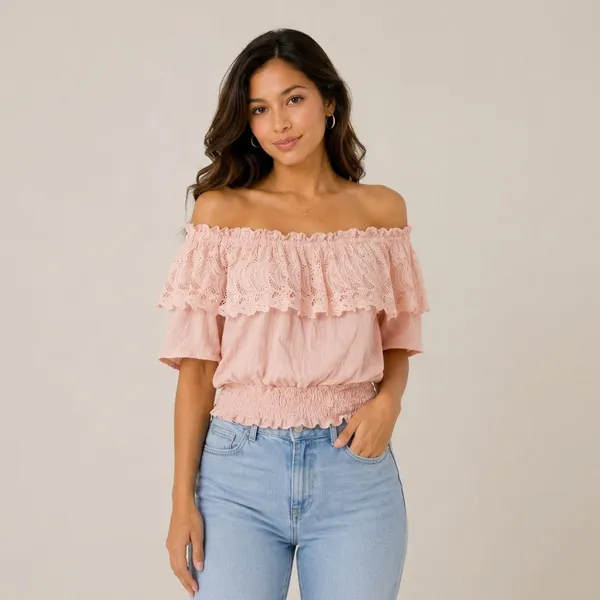Pink_Cotton_Off-Shoulder_Smocked_Ruffle_Top_For_Women