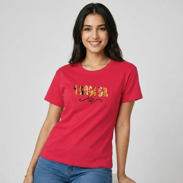 Red_Cotton_Crew_Neck_Graphic_Print_T-Shirt_For_Women