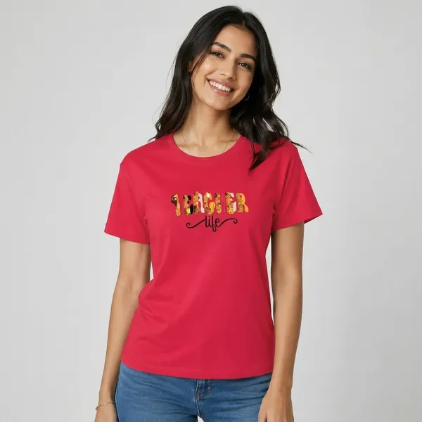 Red_Cotton_Crew_Neck_Graphic_Print_T-Shirt_For_Women