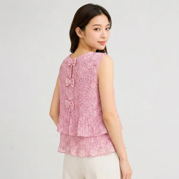 Pink_Crepe_Sleeveless_Sequin_Embellished_Layered_Top_For_Women