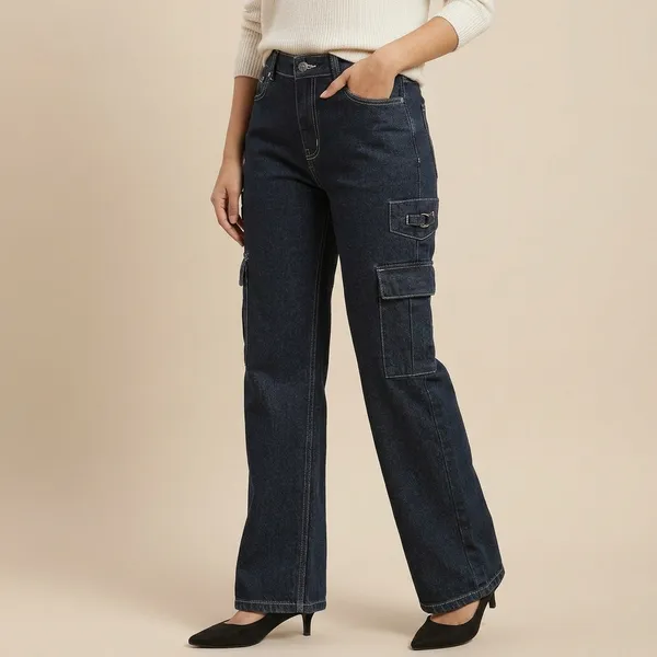 Black_Denim_Wide_Leg_Cargo_Pants_For_Women
