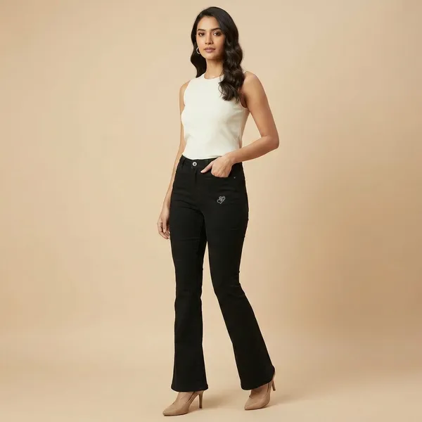 Black_Denim_High_Waist_Flared_Jeans_For_Women