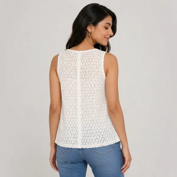 White_Net_Lace_Sleeveless_Top_For_Women