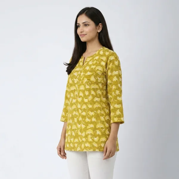 Yellow_Cotton_Printed_Relaxed_Tunic_Top_For_Women