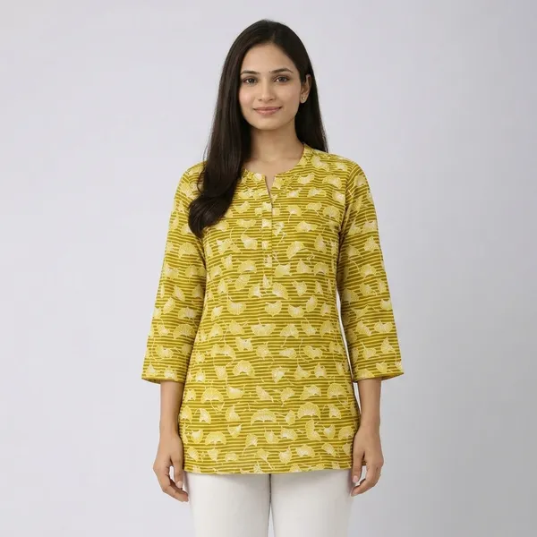 Yellow_Cotton_Printed_Relaxed_Tunic_Top_For_Women