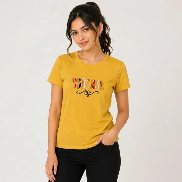 Yellow_Cotton_Graphic_Print_Round_Neck_T-Shirt_For_Women