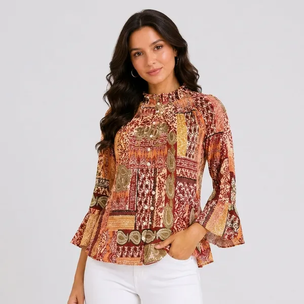 Brown_Crepe_Relaxed_Fit_Multicolor_Printed_Bell_Sleeve_Top_For_Women