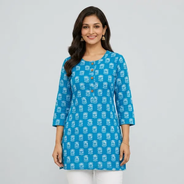 Blue_Cotton_Relaxed_Floral_Printed_Tunic_Top_For_Women