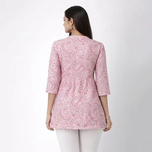 Pink_Cotton_Paisley_Print_Tunic_Top_For_Women