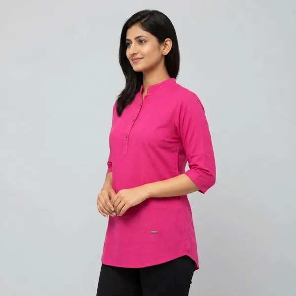 Rani_Pink_Cotton_Solid_Mandarin_Collar_Tunic_Top_For_Women