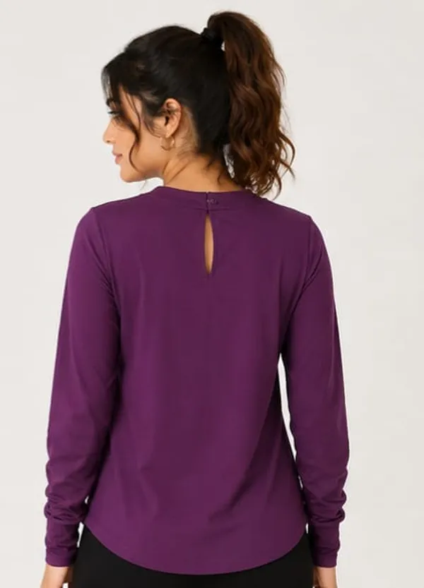 Wine_Rayon_Bow_Detail_Long_Sleeve_Top_For_Women