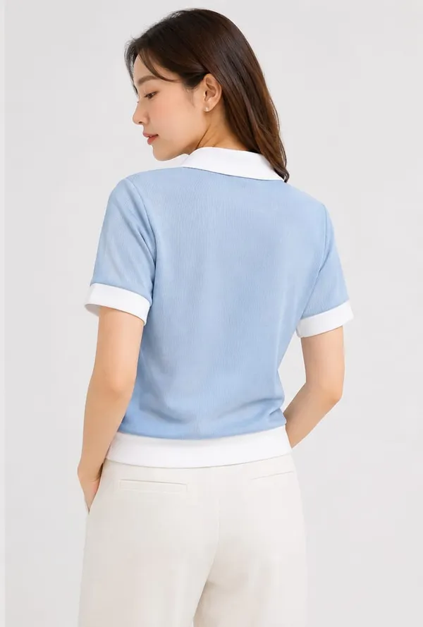 Sky_Blue_Cotton_Knit_Relaxed_Polo_Top_For_Women
