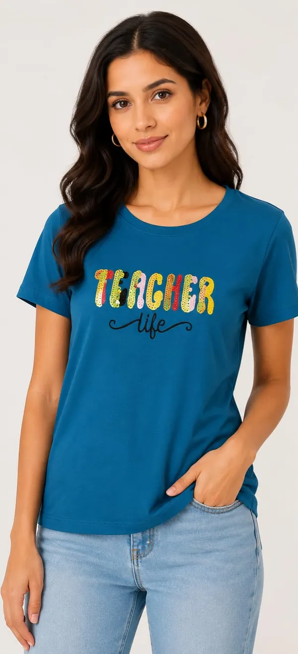 Blue_Cotton_Crew_Neck_Graphic_Print_T-Shirt_For_Women