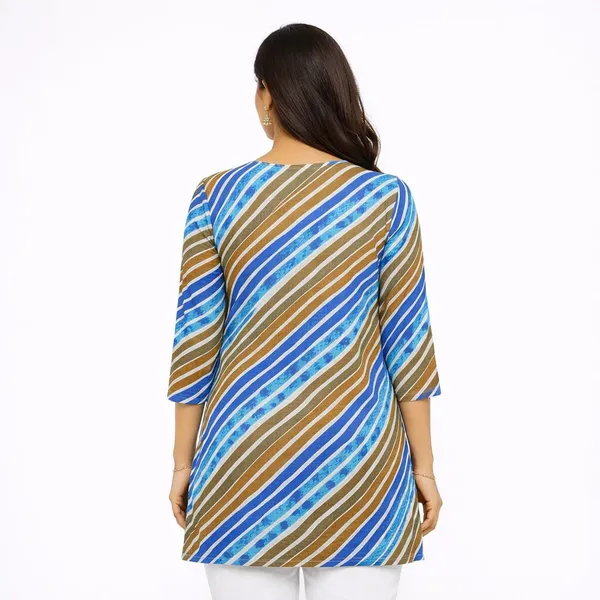 Multicolour_Cotton_Striped_A-Line_Short_Kurti_For_Women