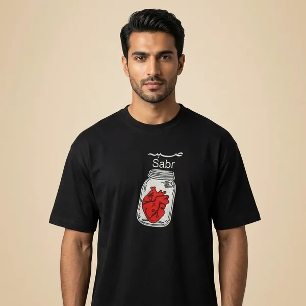 Black_Cotton_Sabr_Heart_In_Jar_Graphic_Print_T-Shirt_For_Unisex