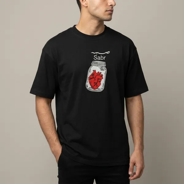 Black_Cotton_Sabr_Heart_In_Jar_Graphic_Print_T-Shirt_For_Unisex