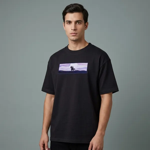 Black_Cotton_Silhouette_Graphic_Print_Oversized_T-Shirt_For_Unisex