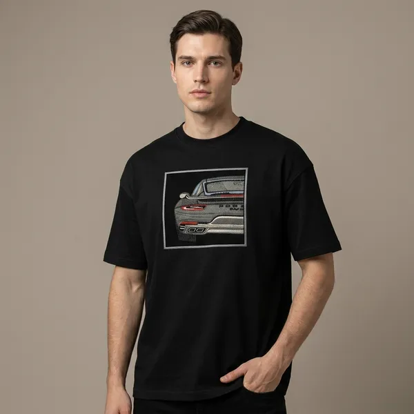 Black_Cotton_Luxury_Sports_Car_Embroidered_T-Shirt_For_Unisex