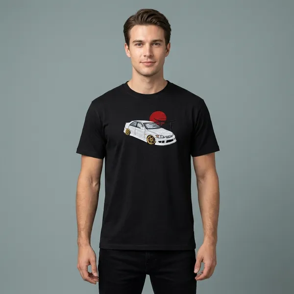 Black_Cotton_Jdm_Car_Embroidered_Graphic_T-Shirt_For_Unisex