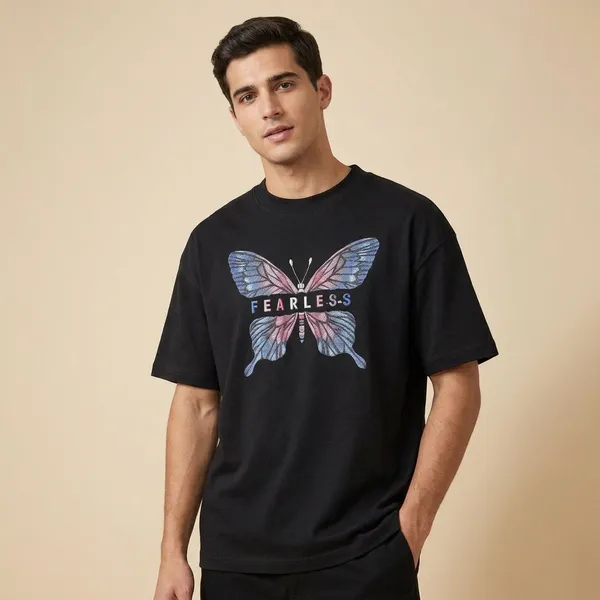 Black_Cotton_Fearless_Butterfly_Print_Oversized_T-Shirt_For_Unisex
